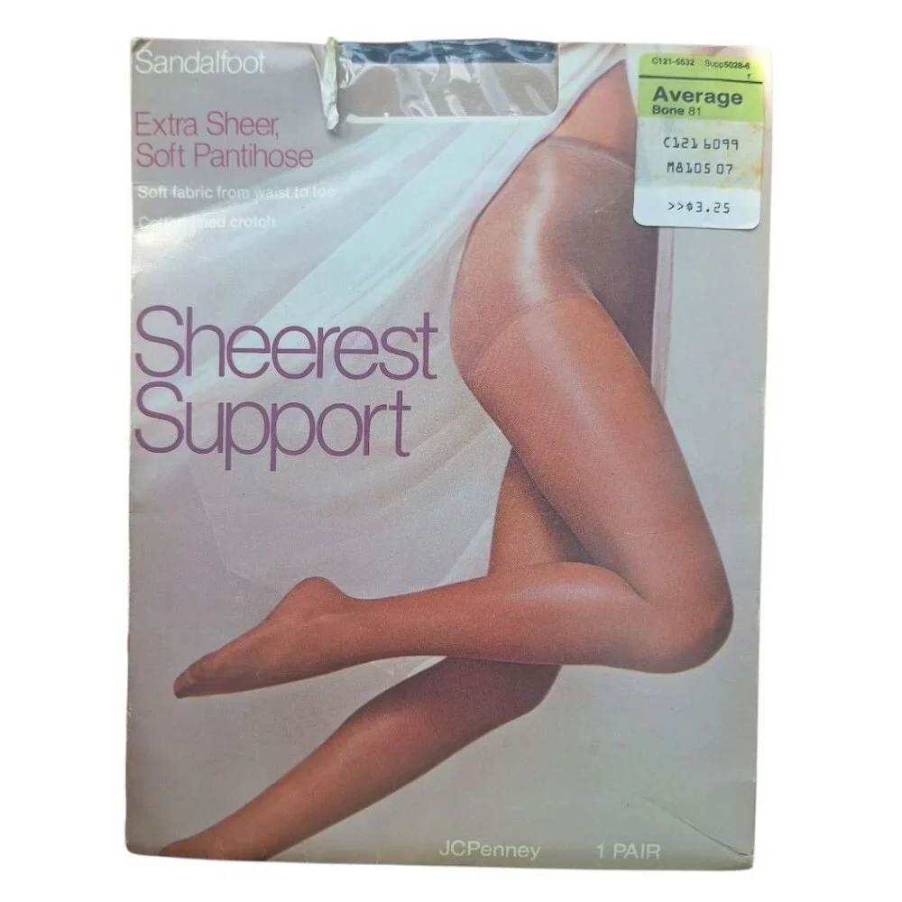 JCPenney Sheerest Support‎ Pantihose Bone 81 Sandalfoot Average Nylon Spandex